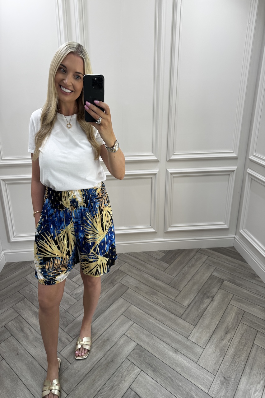 Penny Navy & Yellow Elasticated Shorts