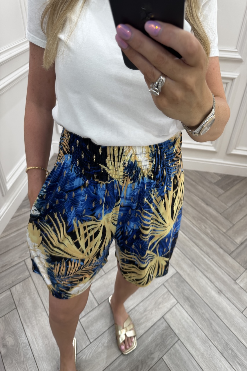 Penny Navy & Yellow Elasticated Shorts