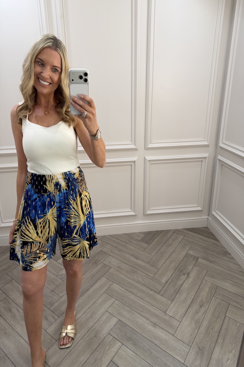 Penny Navy & Yellow Elasticated Shorts