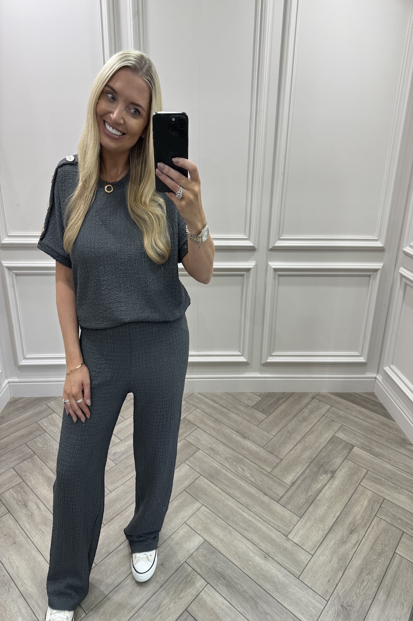 Charcoal Autumn Gold Button Trouser Set