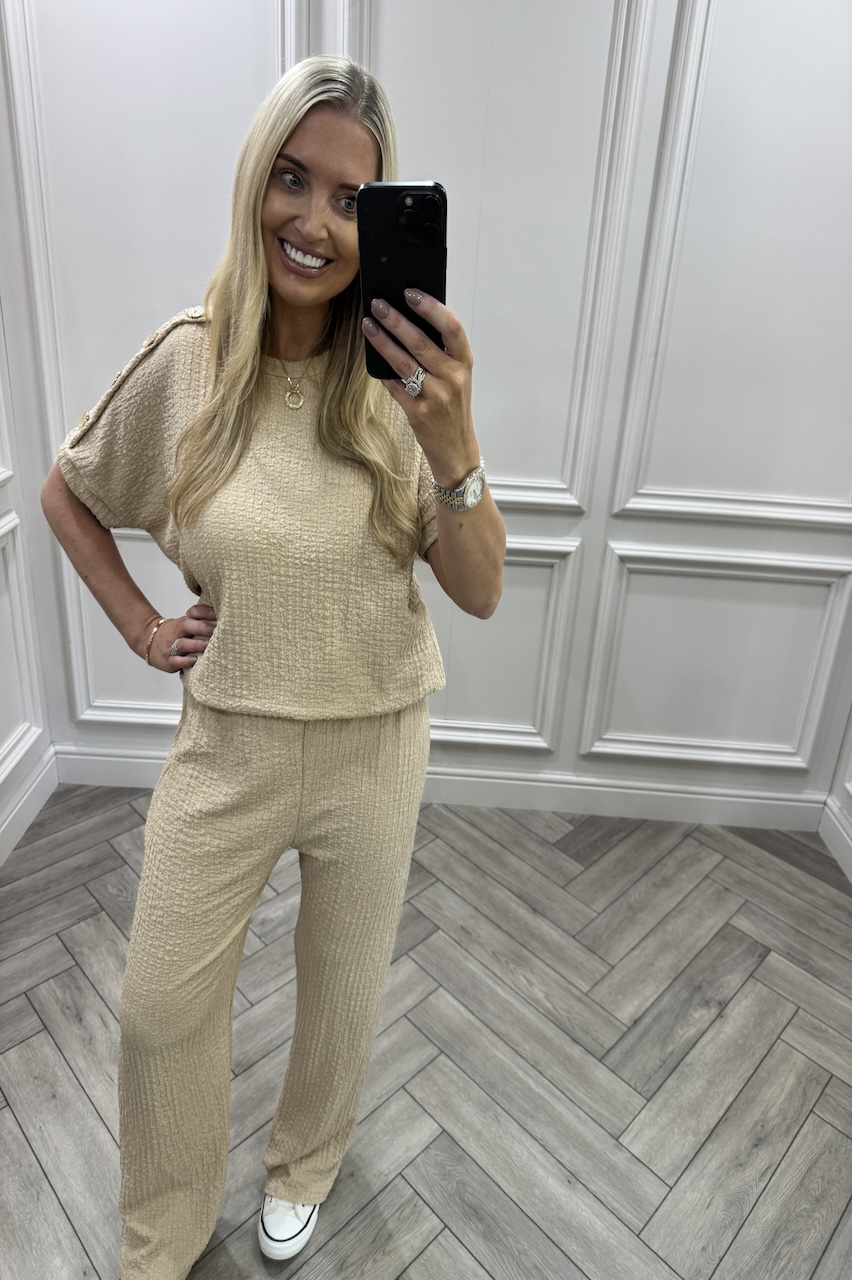 Tan Autumn Gold Button Trouser Set