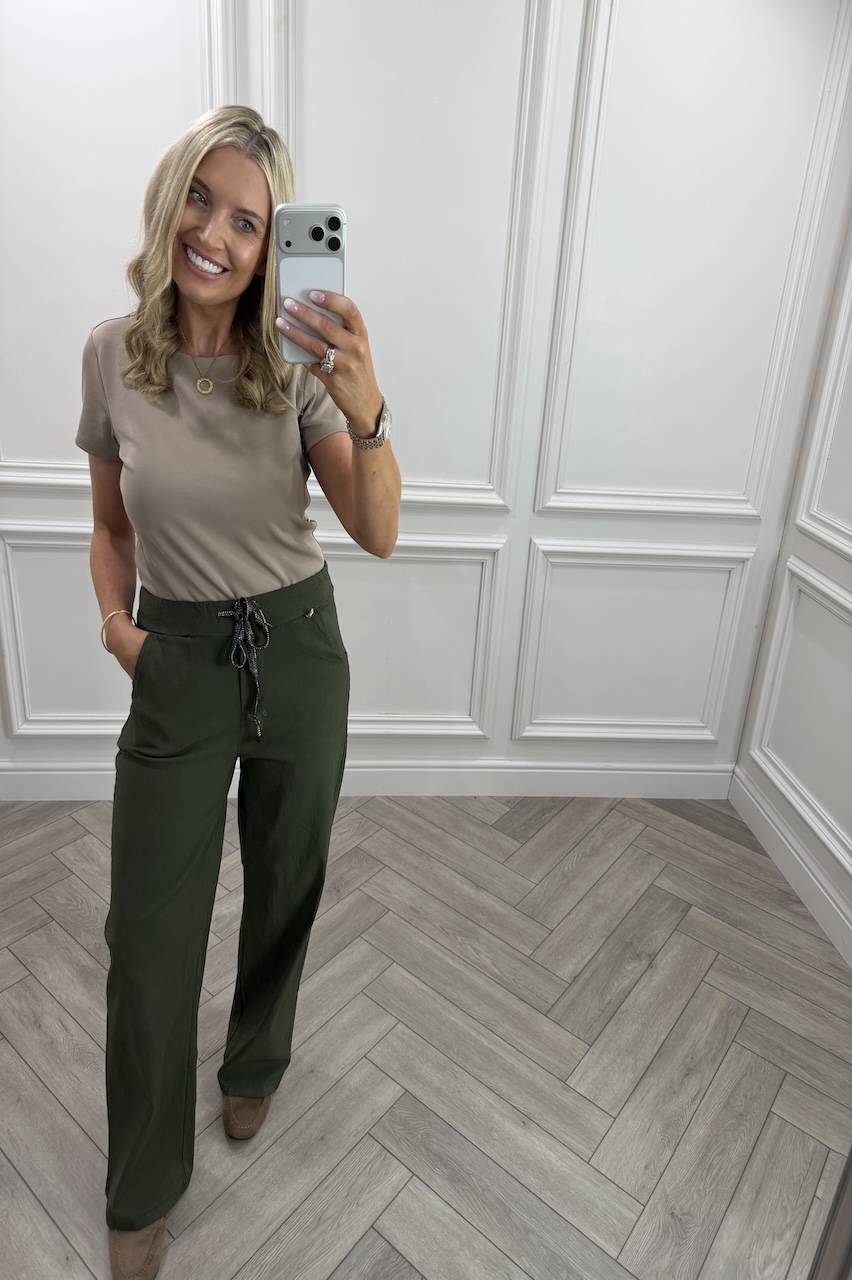 Dark Khaki Magic Wide Leg Trousers 