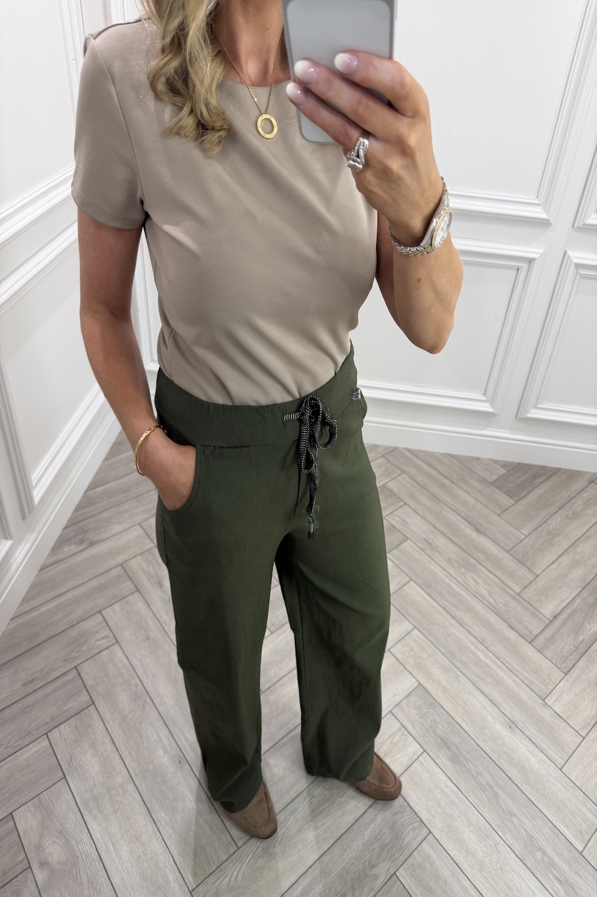 Dark Khaki Magic Wide Leg Trousers 