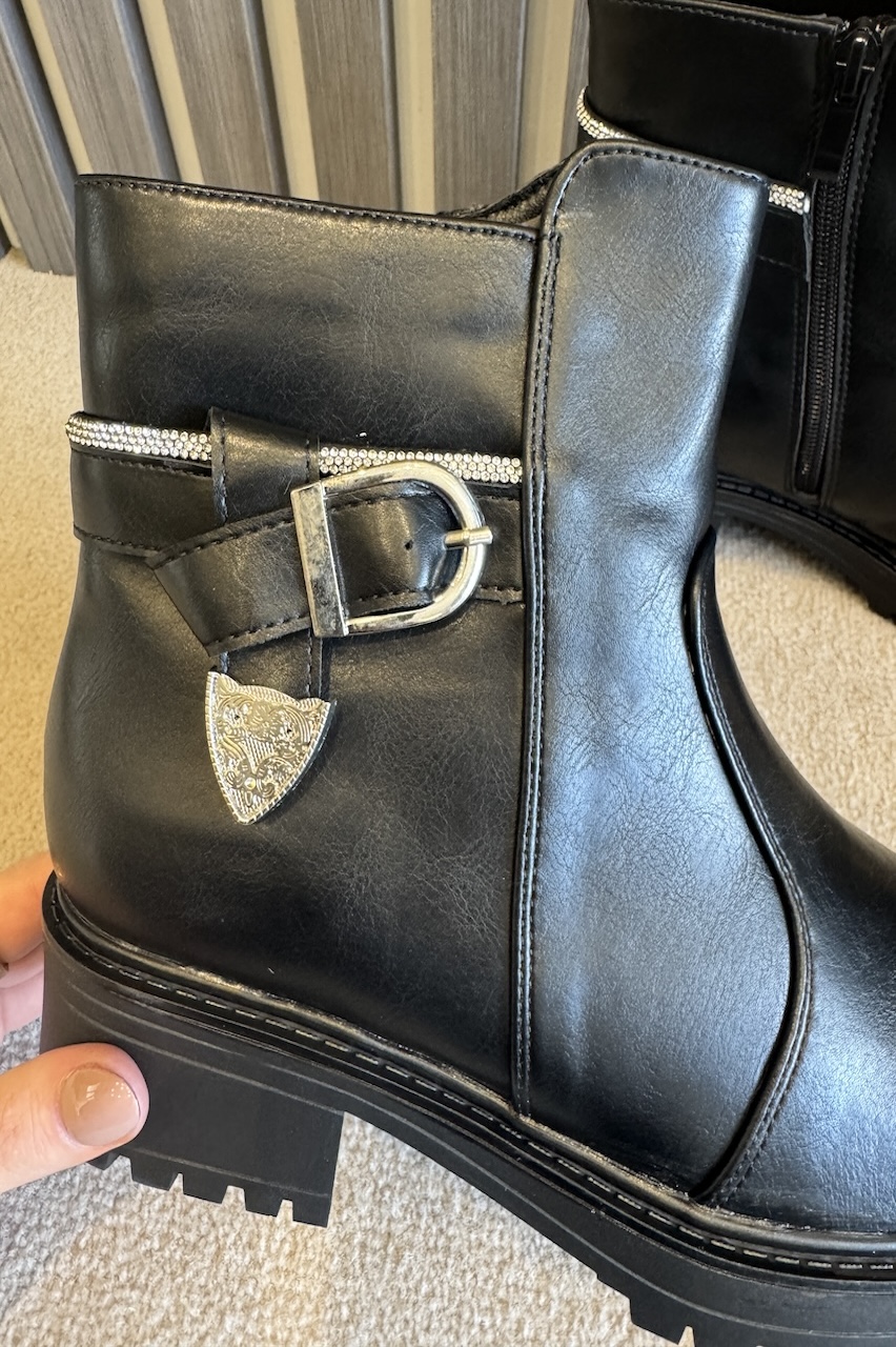 Black Laurel Ankle Boots With Belt Buckle Detail 
