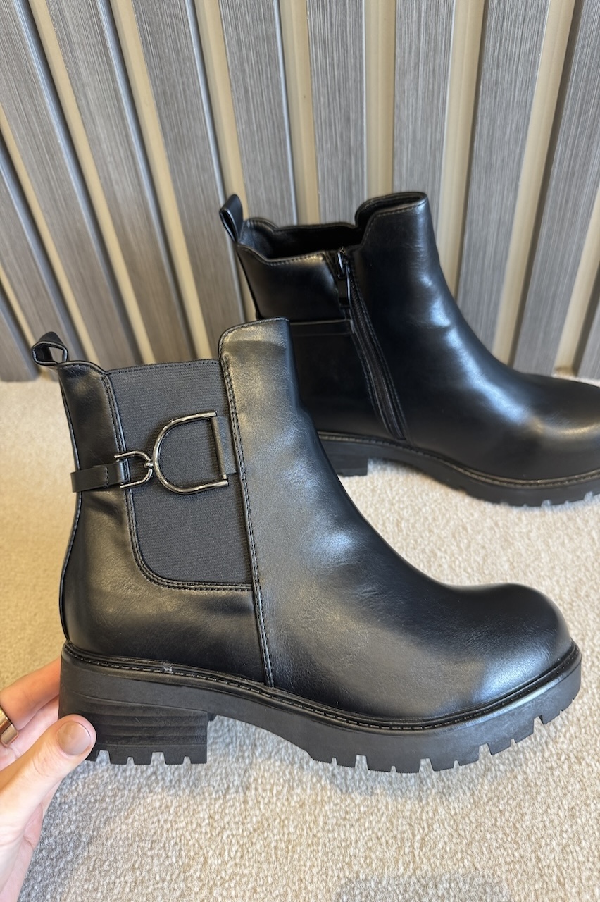 Black Belmont Ankle Boots With Detail 