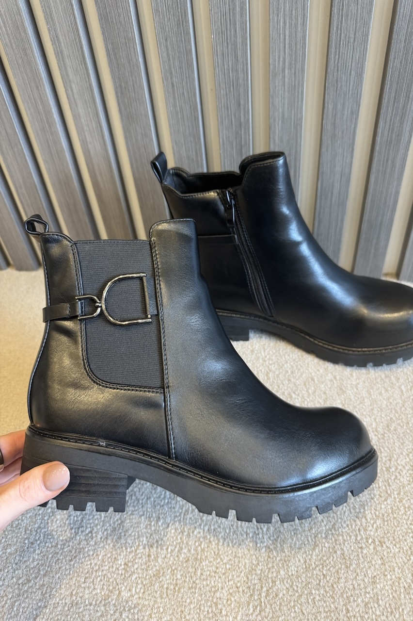 Black Belmont Ankle Boots With Detail 