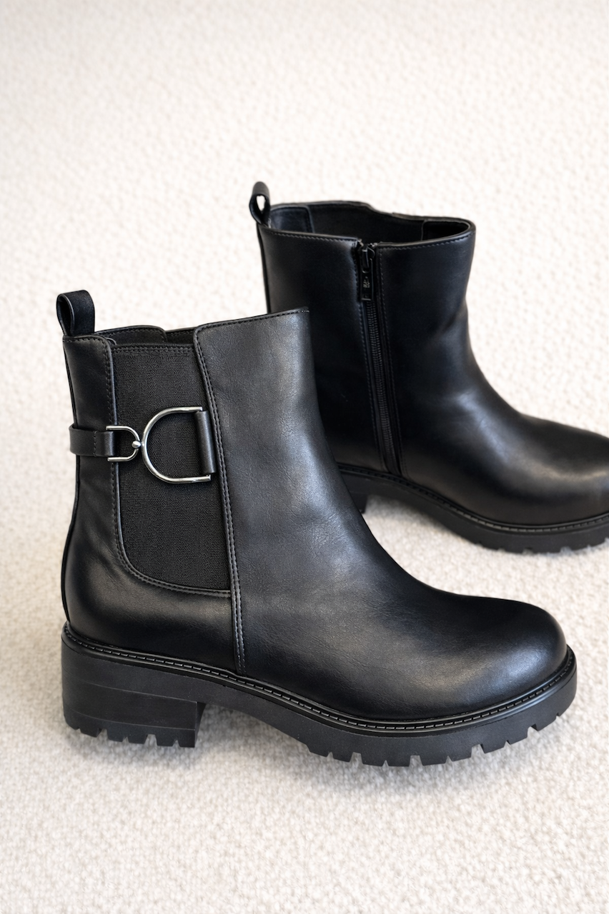 Black Belmont Ankle Boots With Detail 