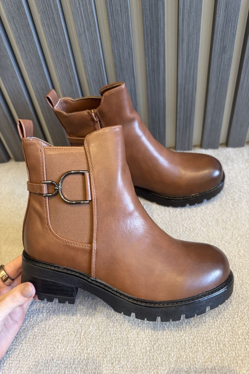 Tan Belmont Ankle Boots With Detail 