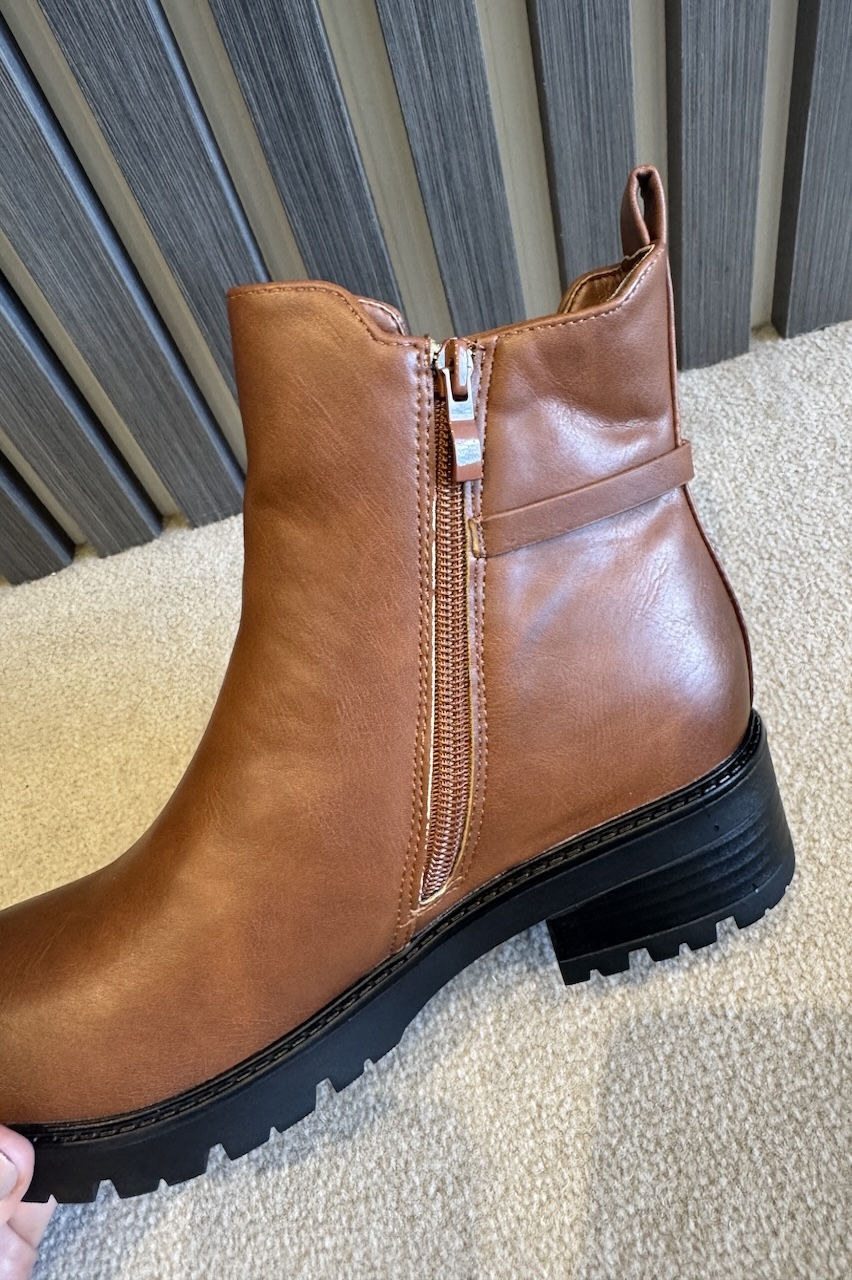 Tan Belmont Ankle Boots With Detail 