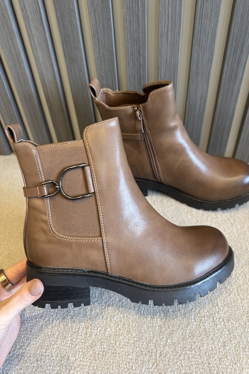 Brown Belmont Ankle Boots With Detail 