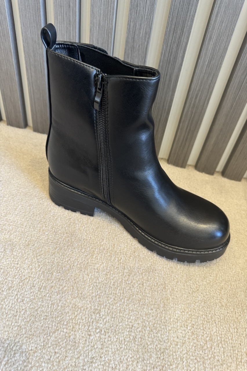 Black Harper Ankle Boots With Buckle Detail 