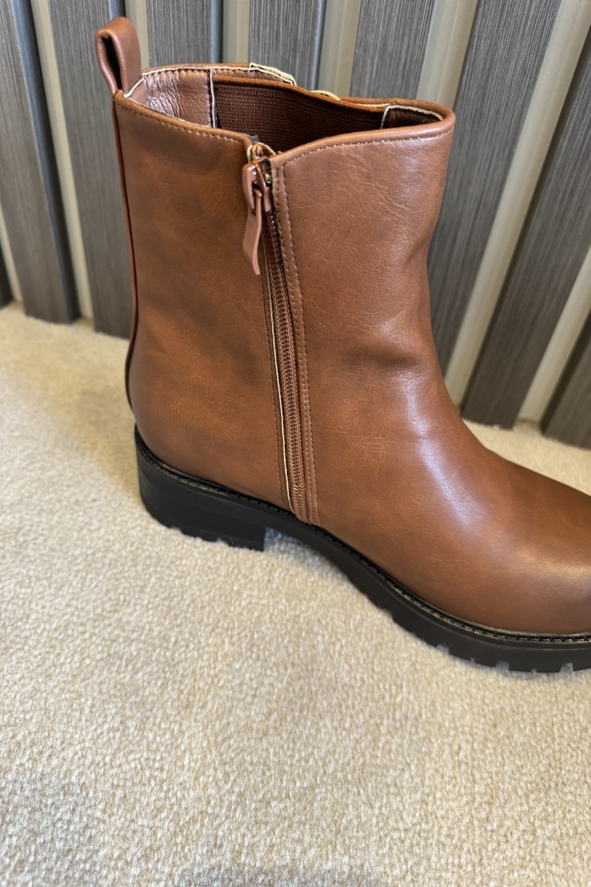 Tan Harper Ankle Boots With Buckle Detail 
