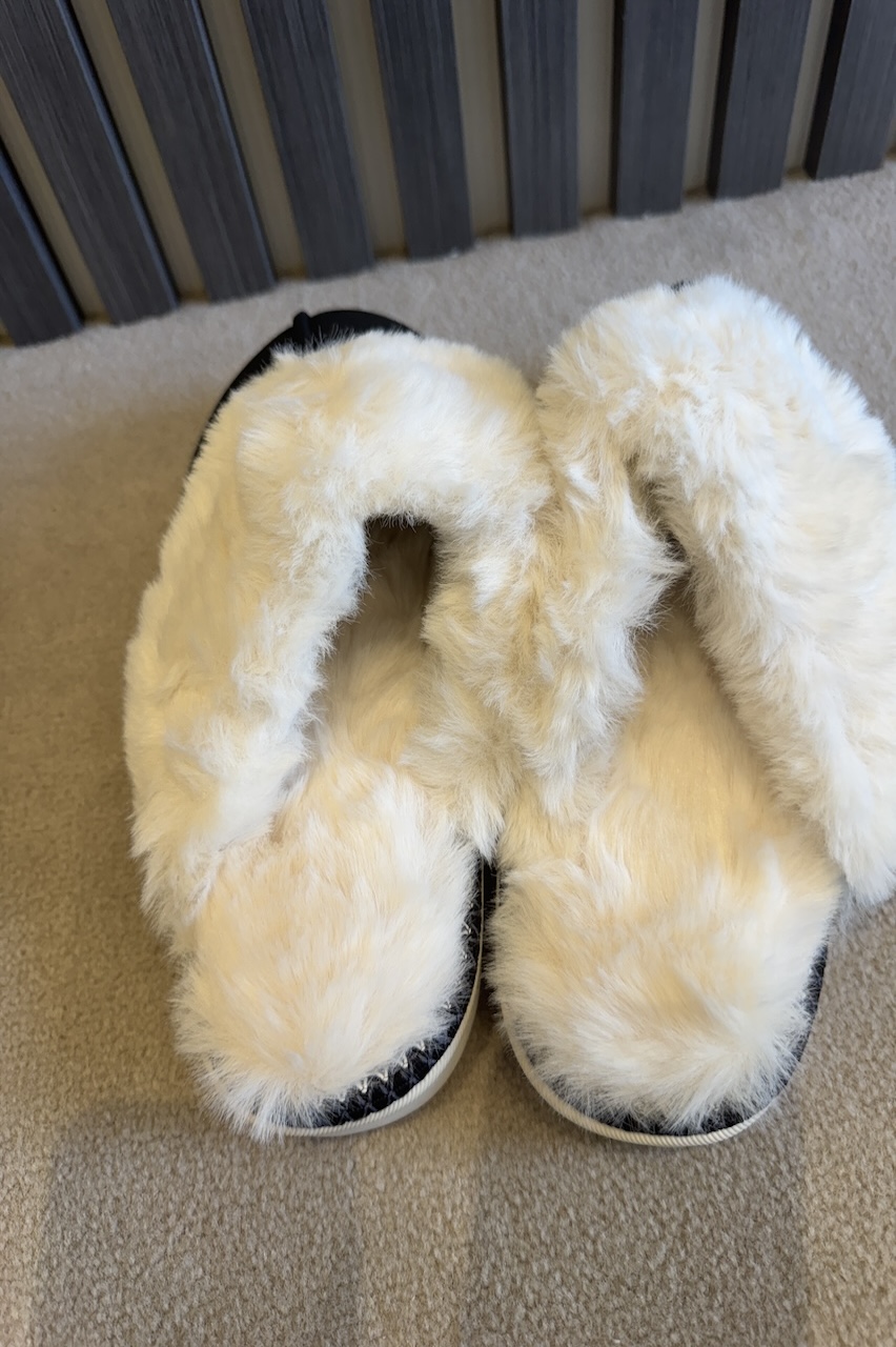 Black  Lavish Mules With Faux Fur Lining 
