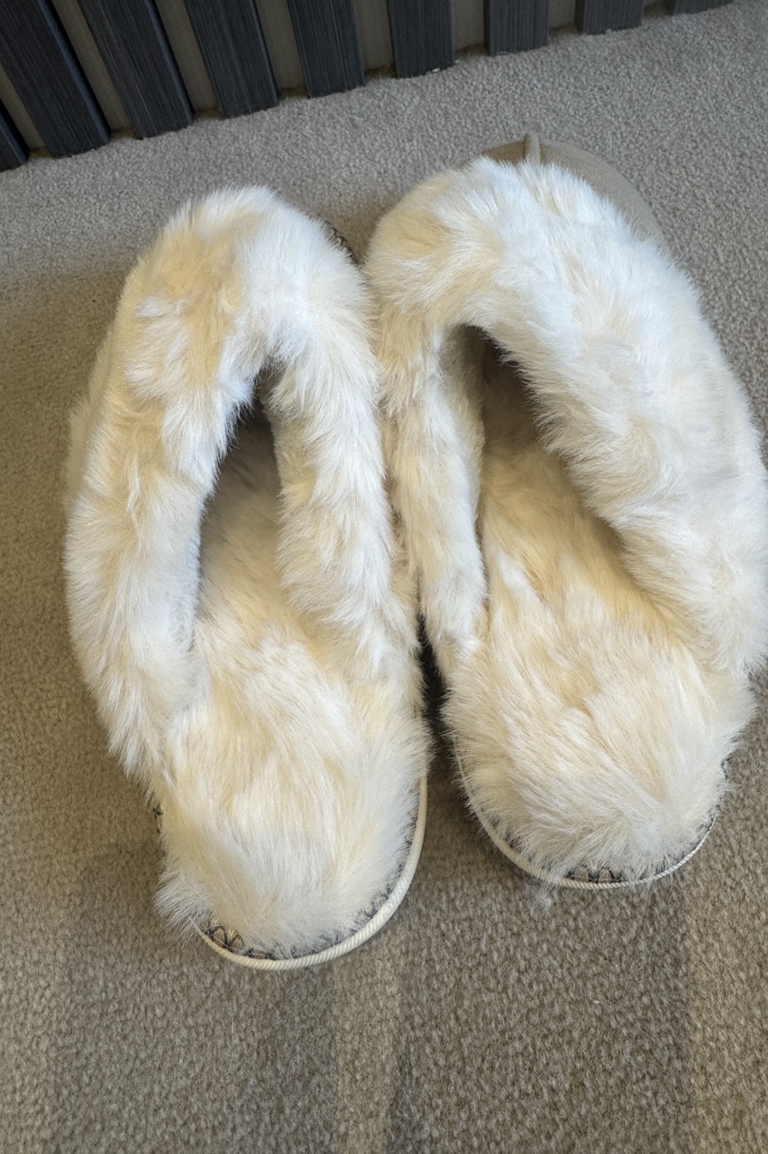 Beige Lavish Mules With Faux Fur Lining 
