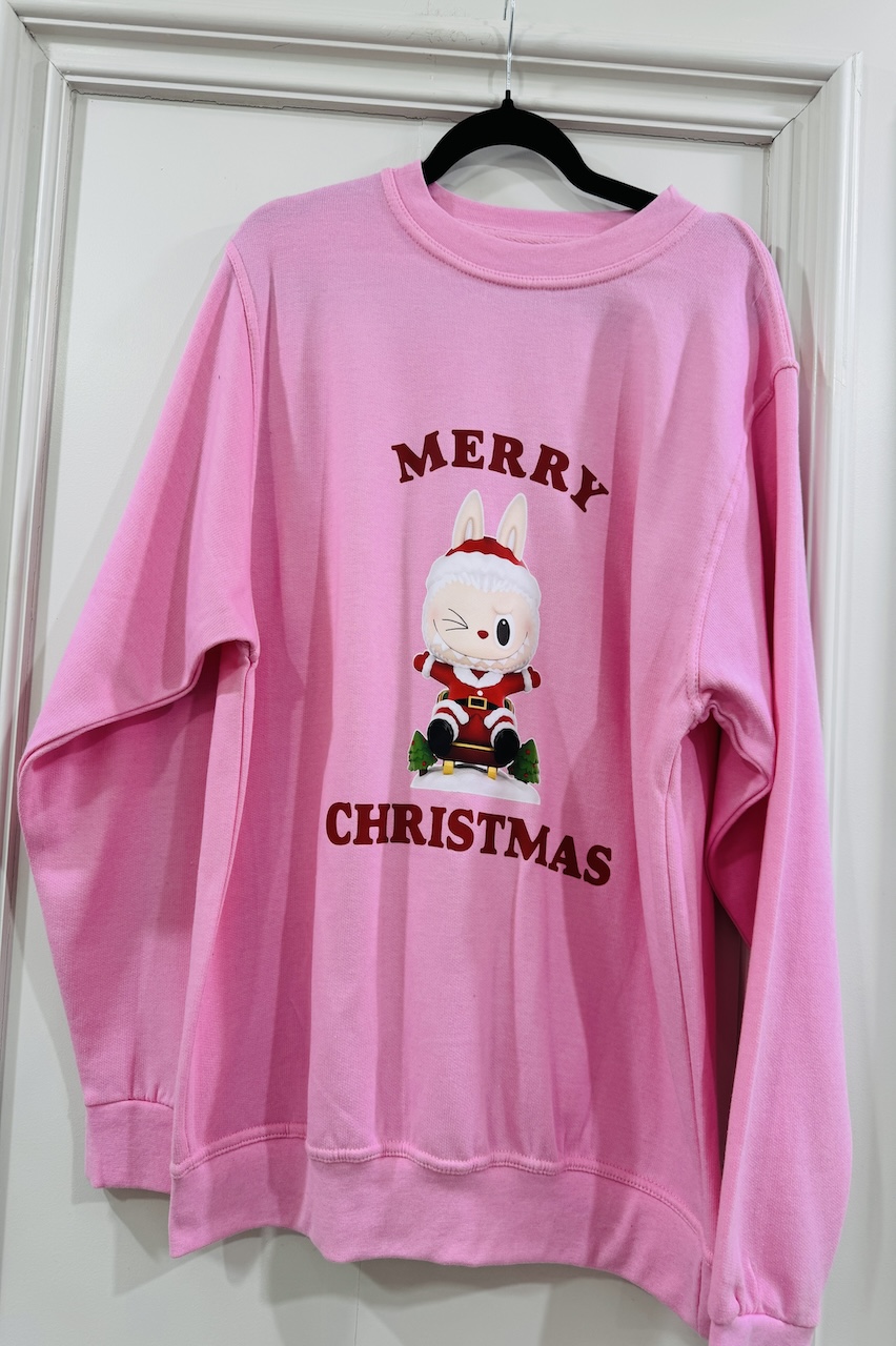 Pink Labubu Merry Christmas Sweatshirt 
