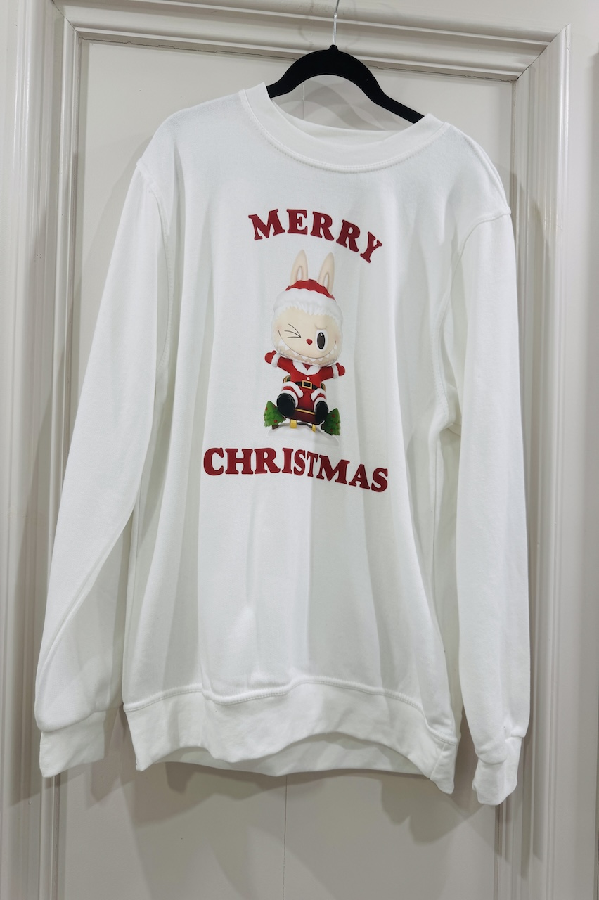 White Labubu Merry Christmas Sweatshirt 
