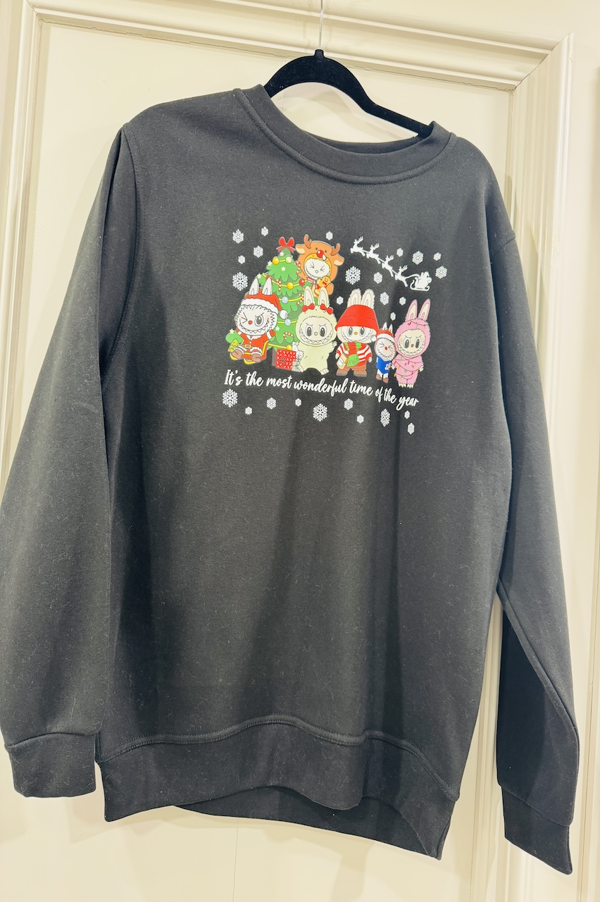 Black Labubu Most Wonderful Time Of The Year Christmas Sweatshirt 