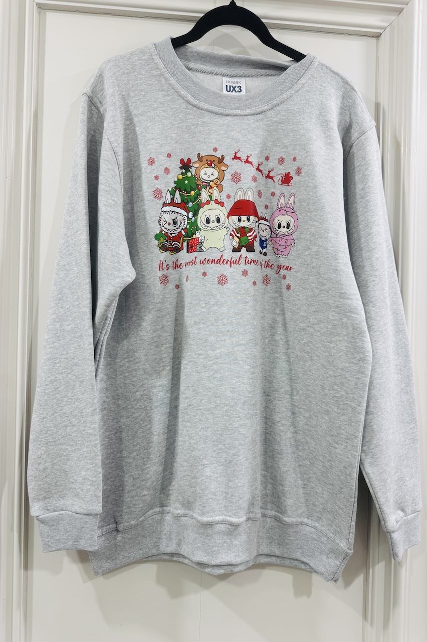 Grey Labubu Most Wonderful Time Of The Year Christmas Sweatshirt 
