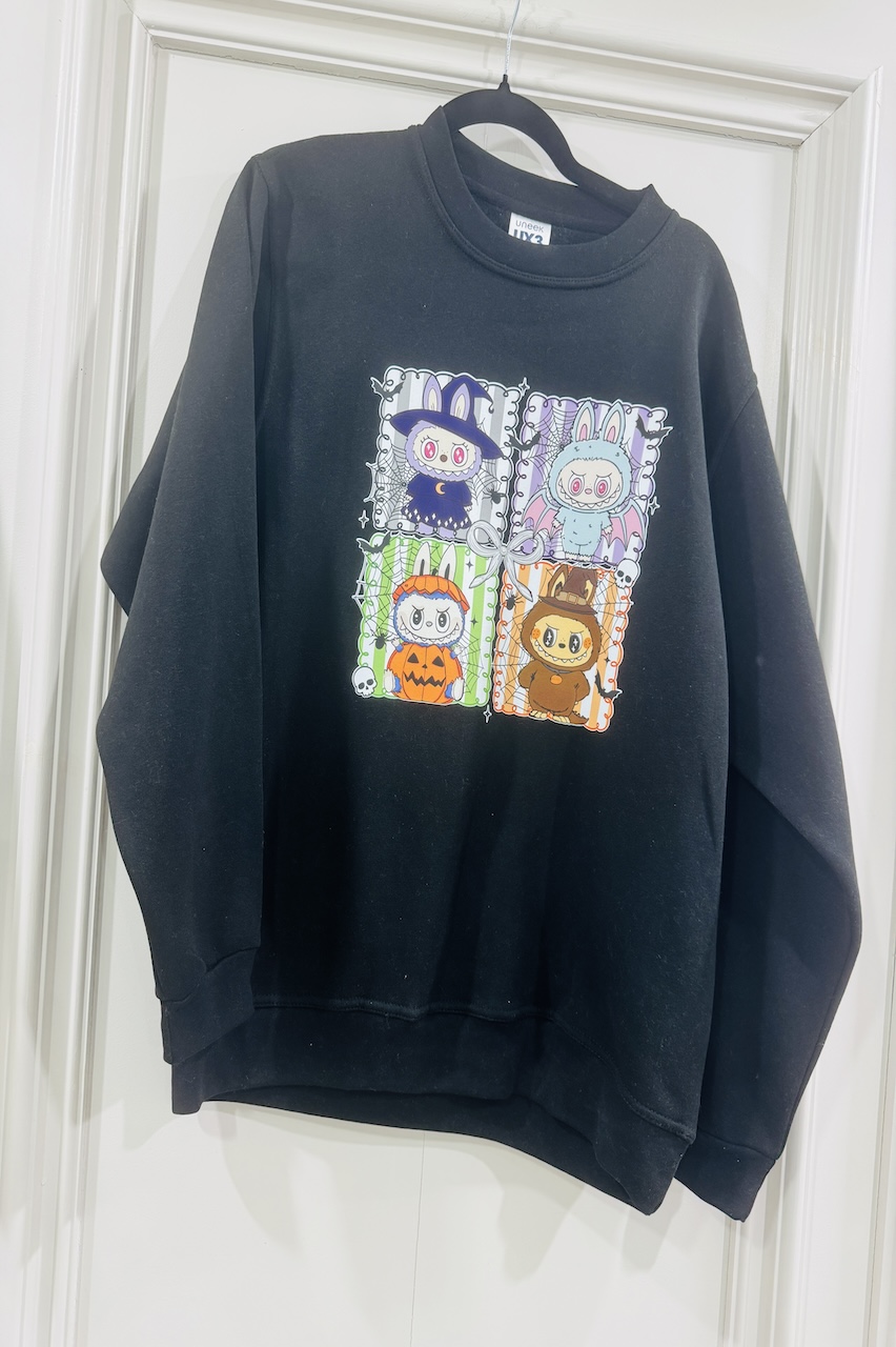 Black Labubu Stripe Halloween Sweatshirt 