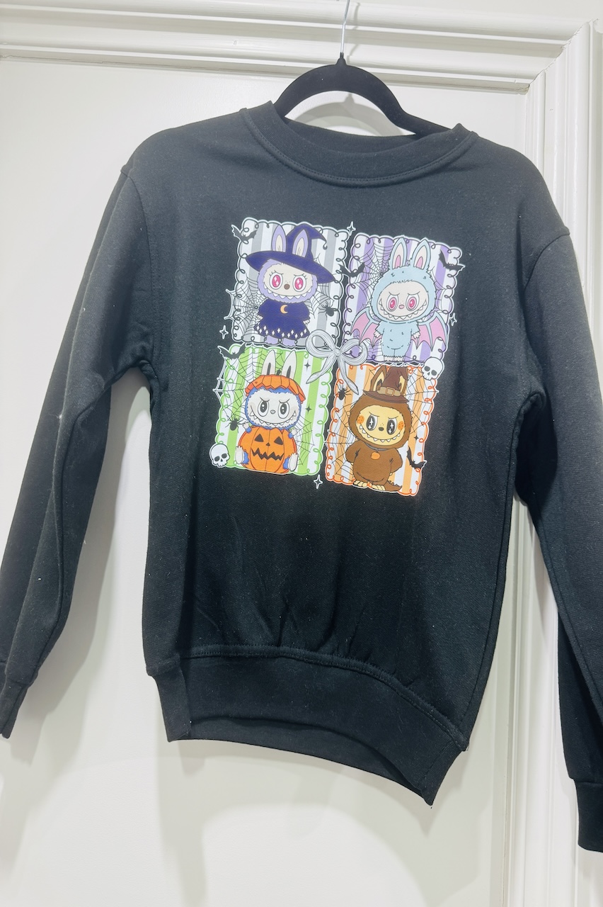 Children's Black Labubu Stripe Halloween Sweatshirt