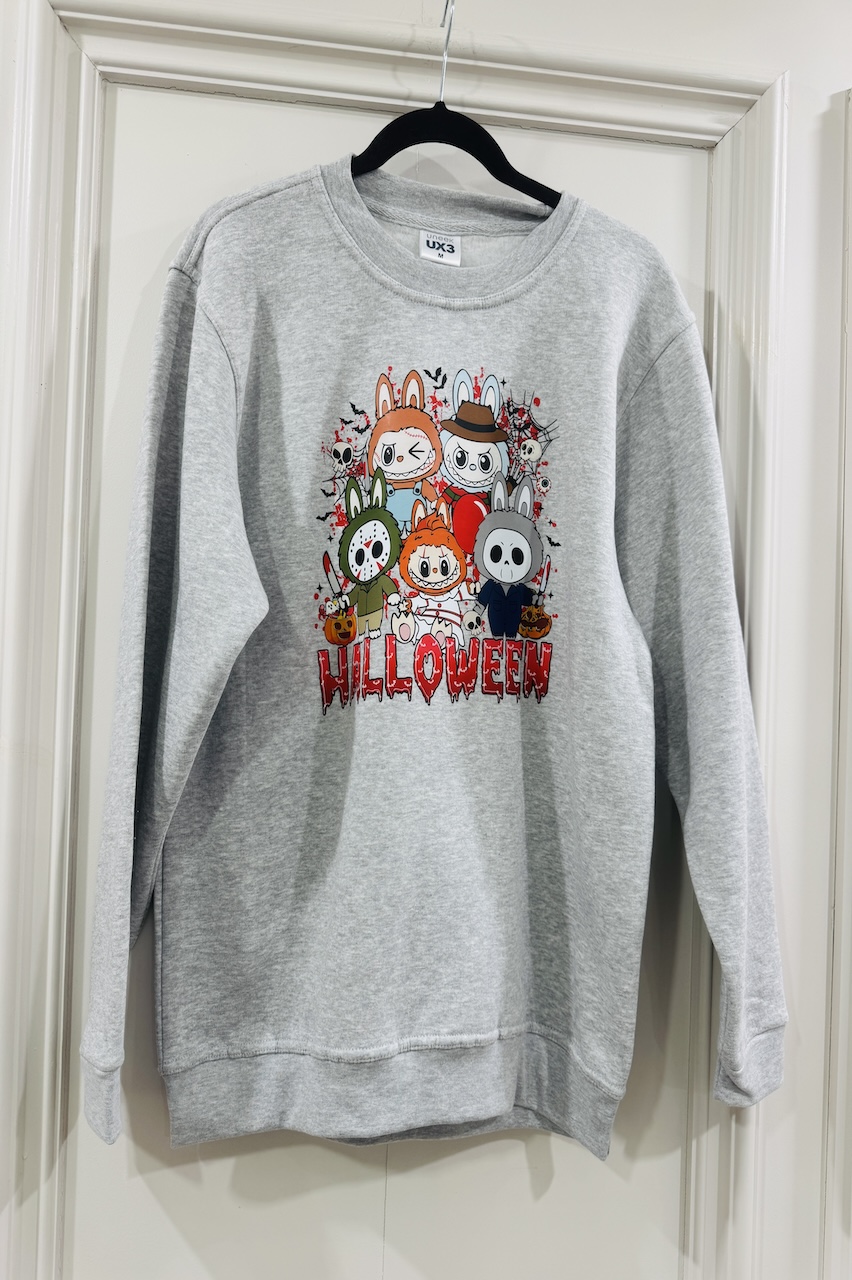Grey Labubu Villain Halloween Sweatshirt 