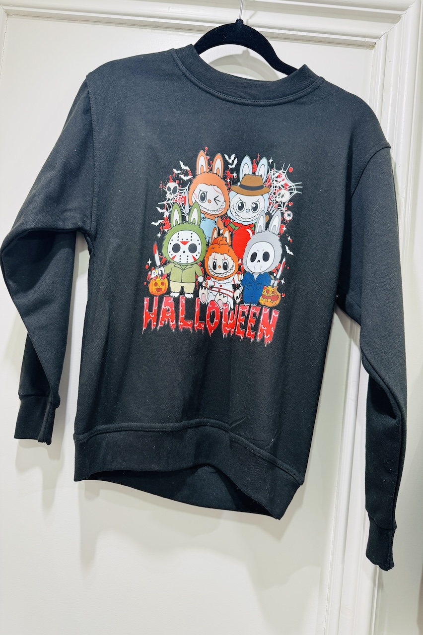 Children's Black Labubu Villain Halloween Sweatshirt