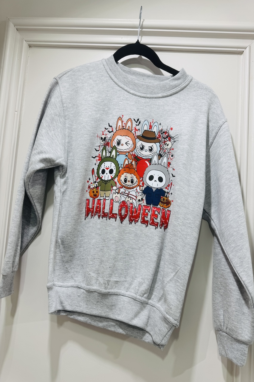 Children's Grey Labubu Villain Halloween Sweatshirt