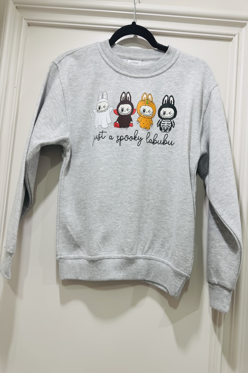 Children's Grey Spooky Labubu Halloween Sweatshirt