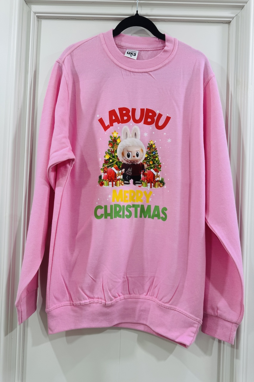 Pink Labubu Christmas Tree Christmas Sweatshirt 