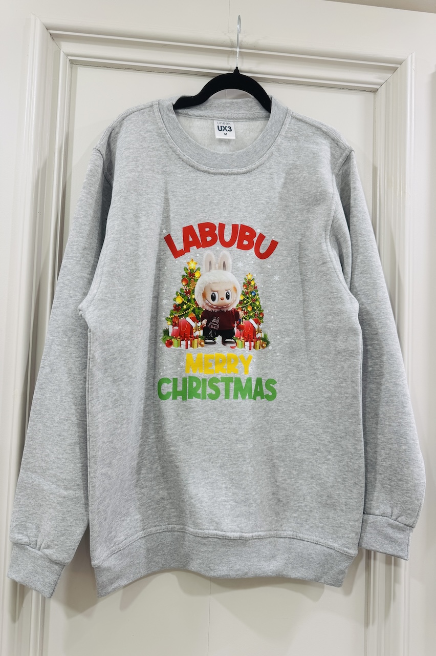 Grey Labubu Christmas Tree Christmas Sweatshirt 