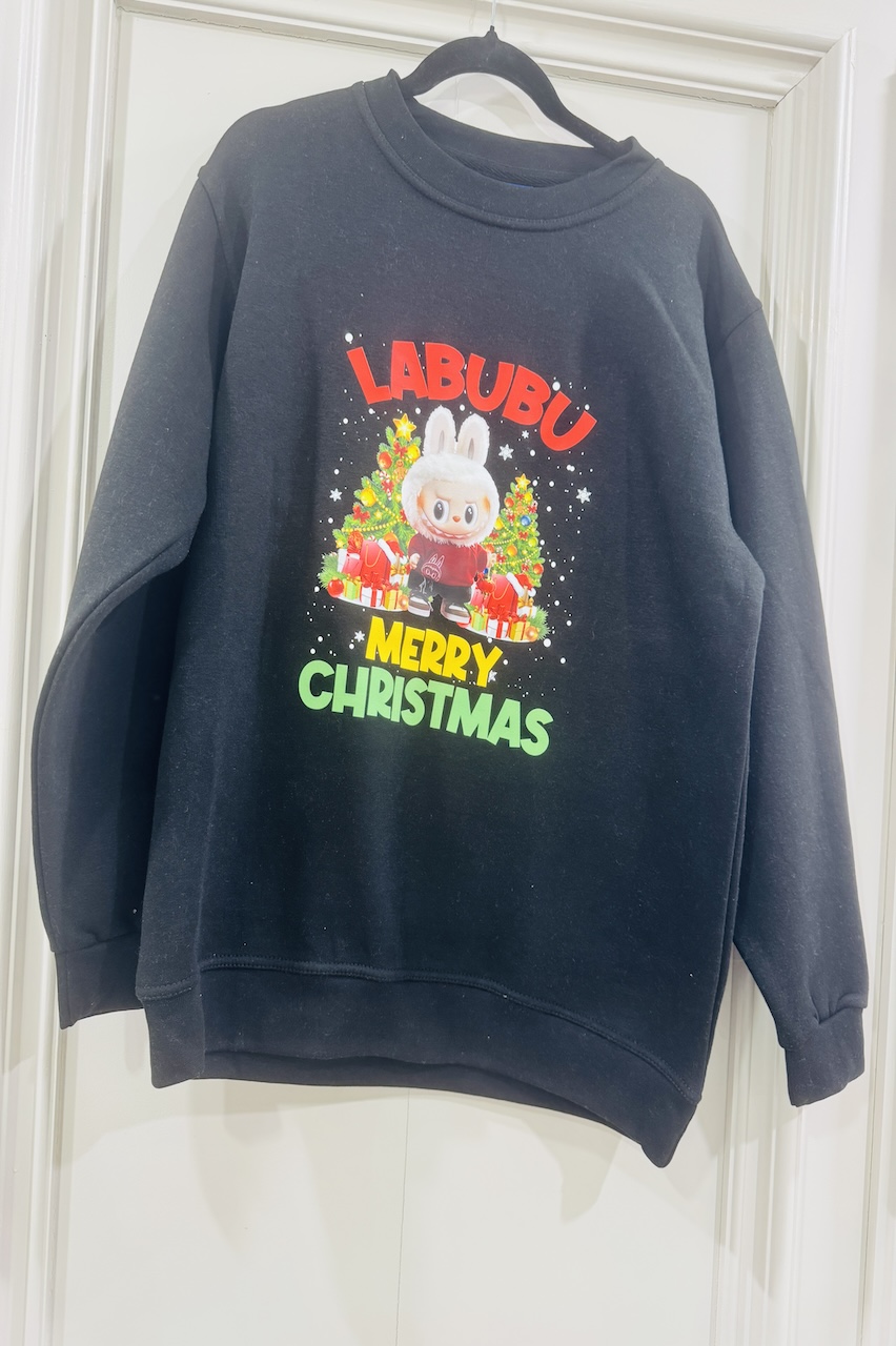 Black Labubu Christmas Tree Christmas Sweatshirt 