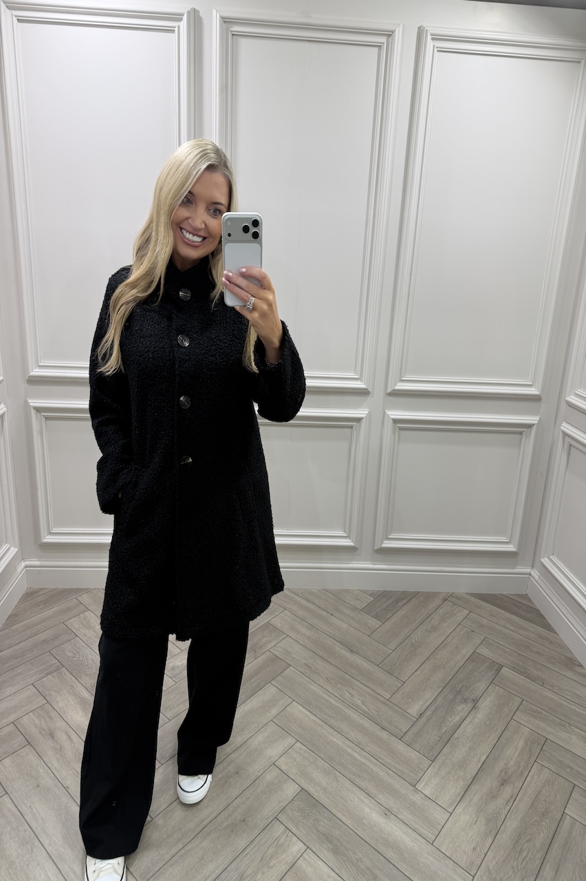 Luxury Black Celine A-Line Coat