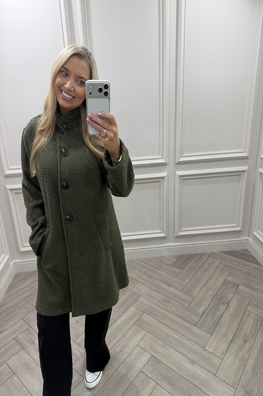 Luxury Khaki Celine A-Line Coat