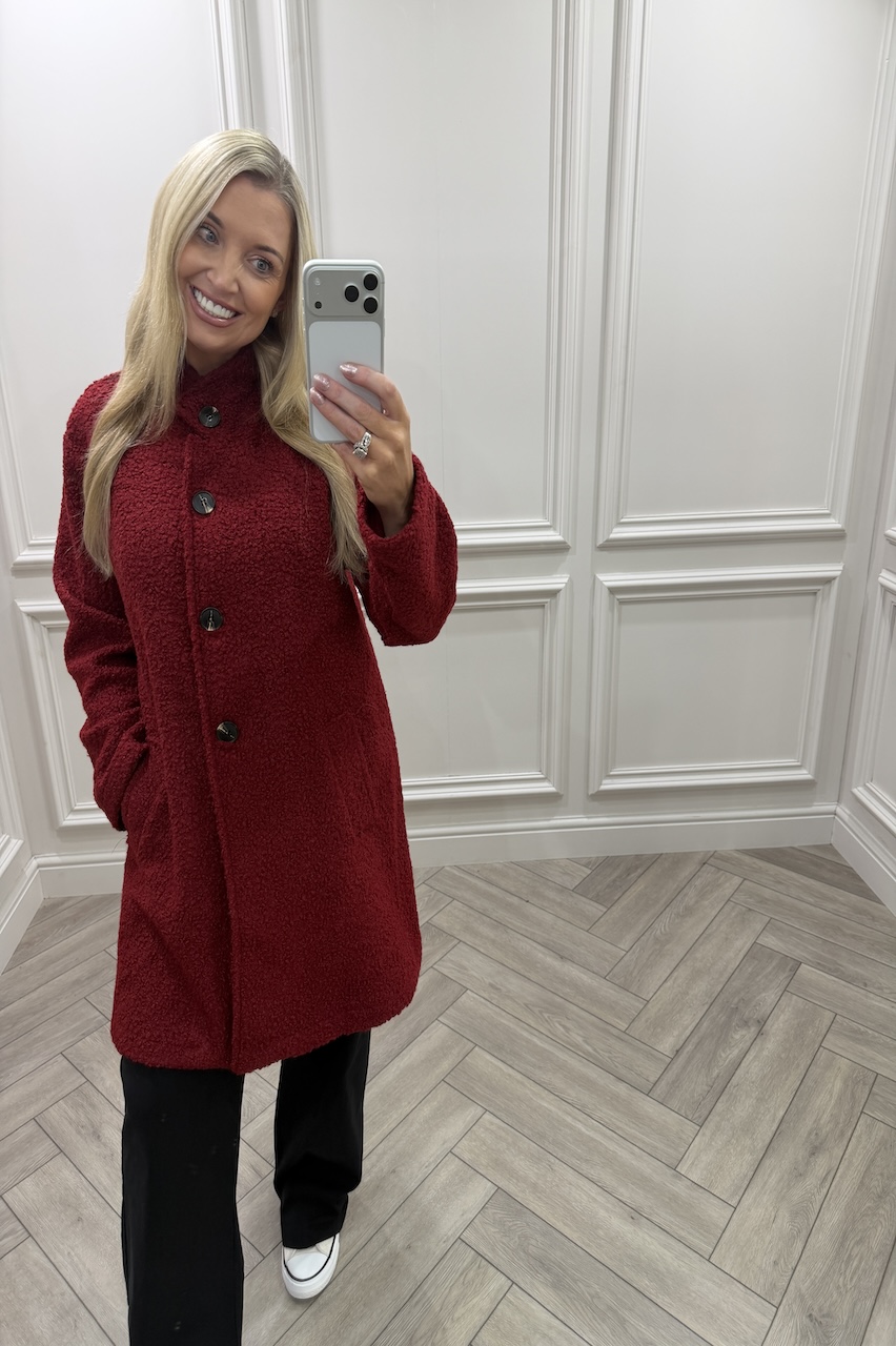 Luxury Red Celine A-Line Coat