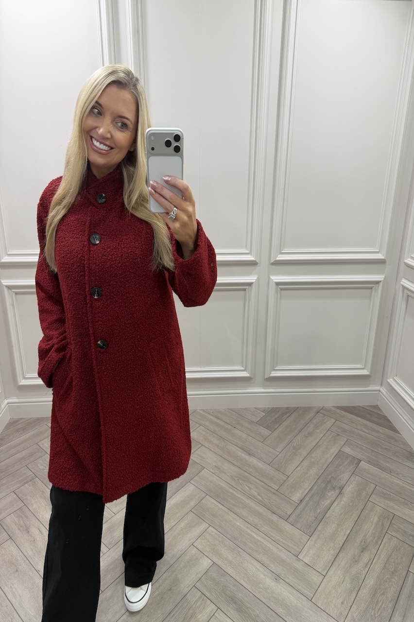 Luxury Red Celine A-Line Coat