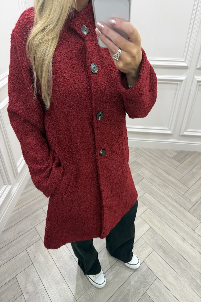 Luxury Red Celine A-Line Coat