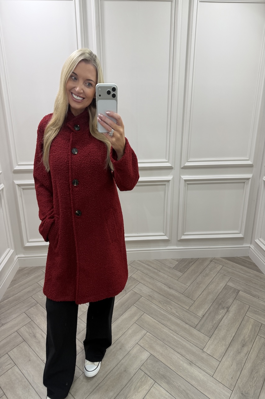 Luxury Red Celine A-Line Coat