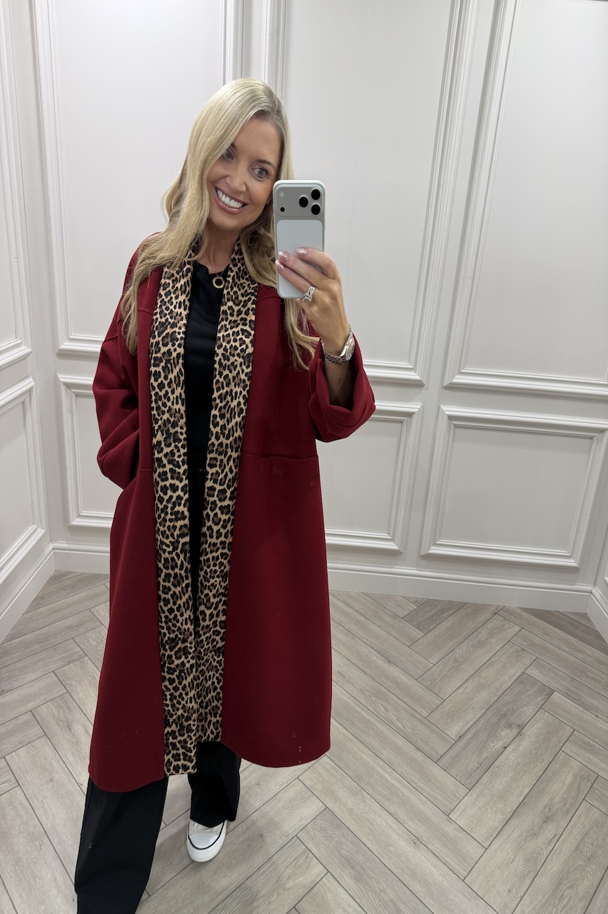Eliana Wine Leopard Coat
