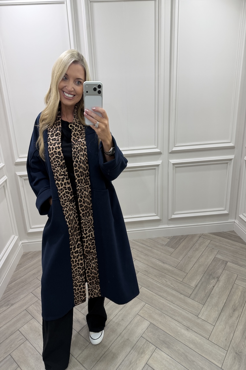 Eliana Navy Leopard Coat