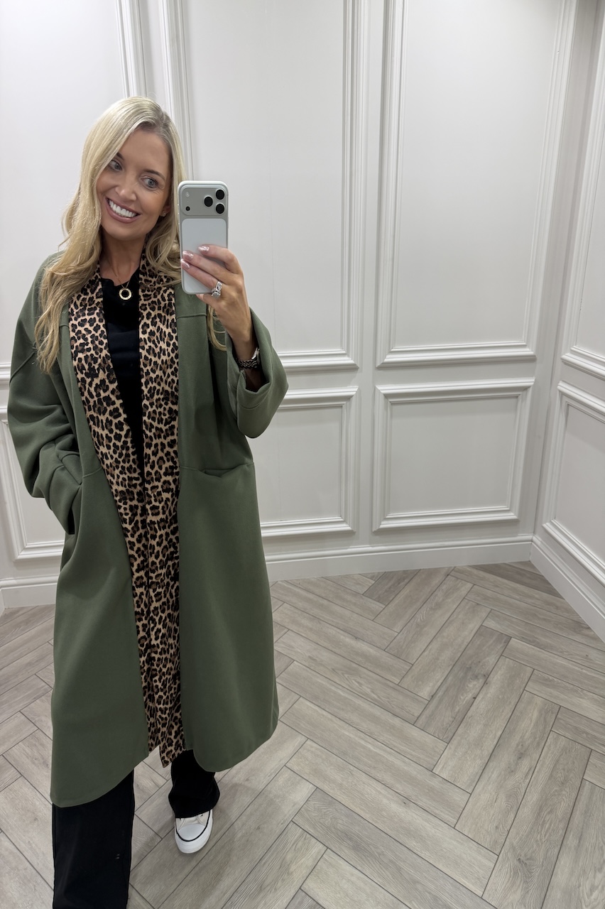 Eliana Khaki Leopard Coat