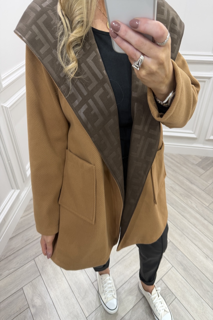 Phoenix Tan Pattern Tie Waist Jacket