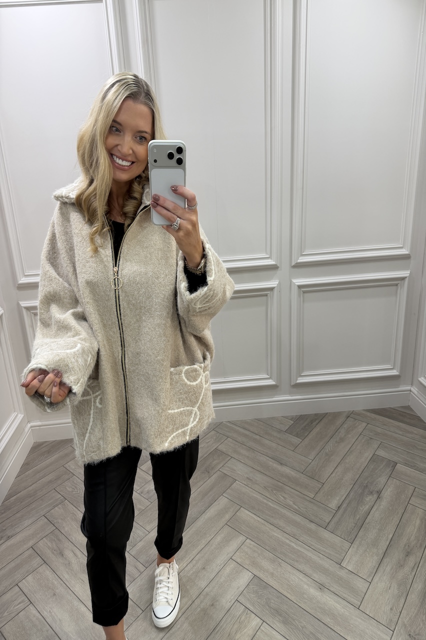 Gilmore Beige Pattern Zip Jacket