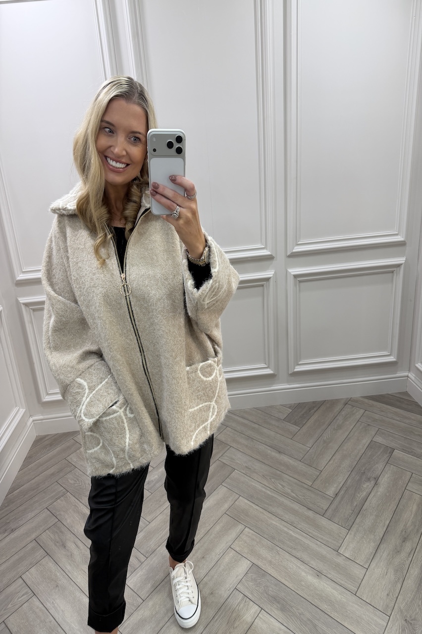 Gilmore Beige Pattern Zip Jacket