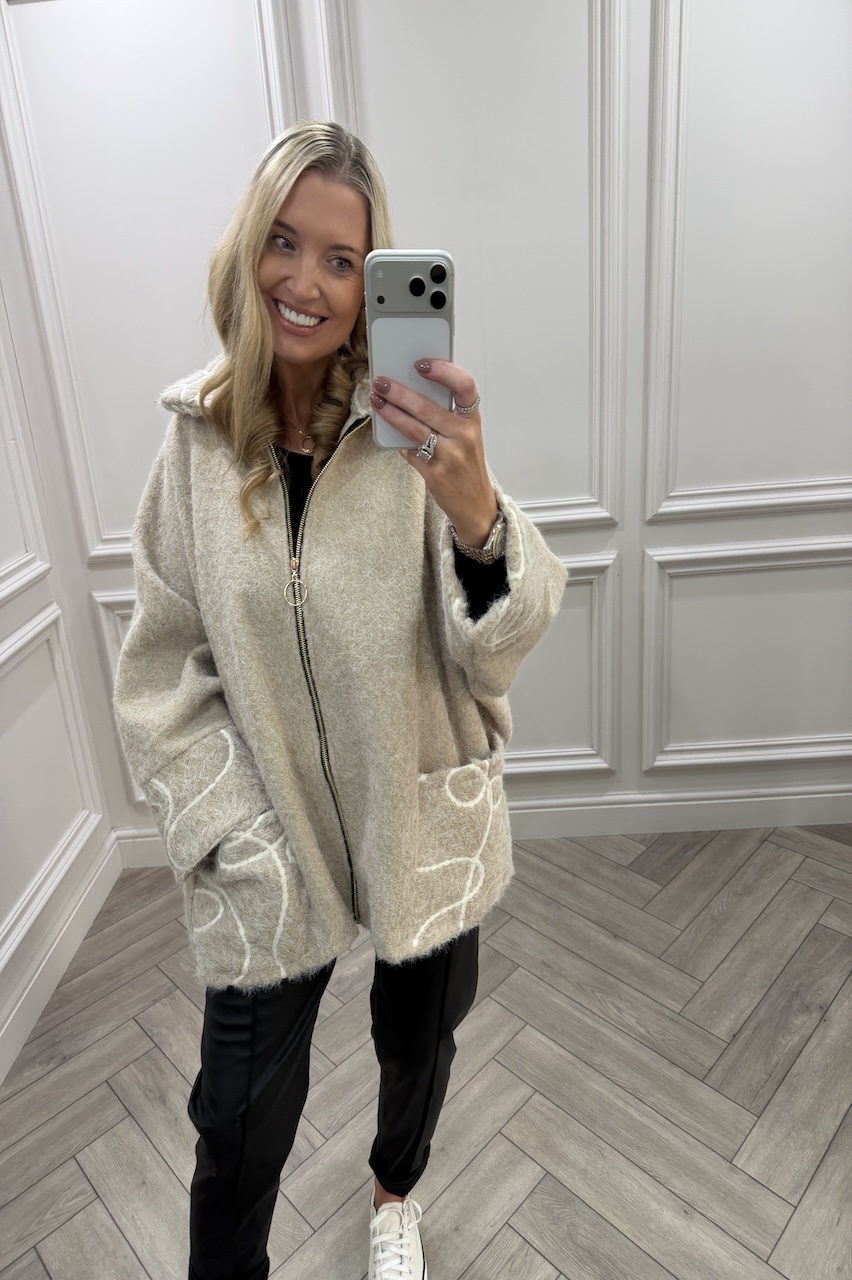 Gilmore Beige Pattern Zip Jacket