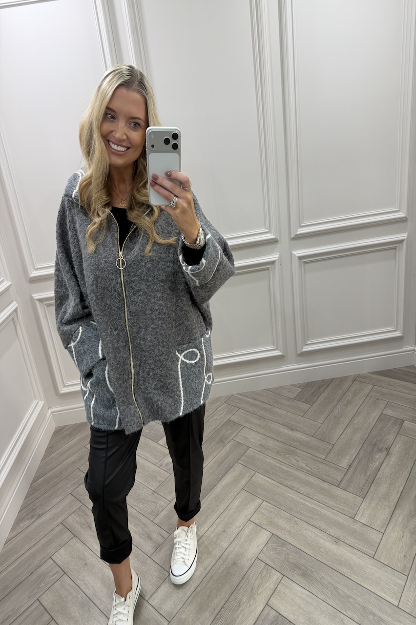 Gilmore Grey Pattern Zip Jacket