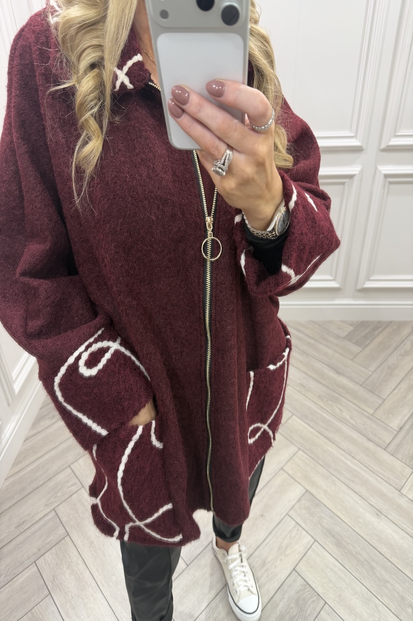 Gilmore Wine Pattern Zip Jacket