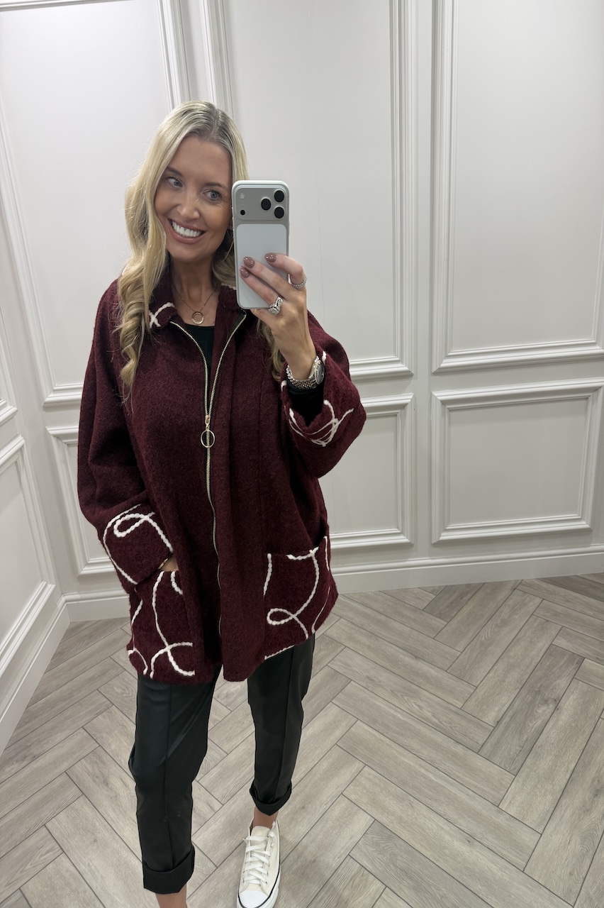 Gilmore Wine Pattern Zip Jacket