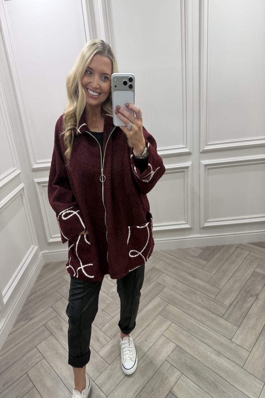 Gilmore Wine Pattern Zip Jacket