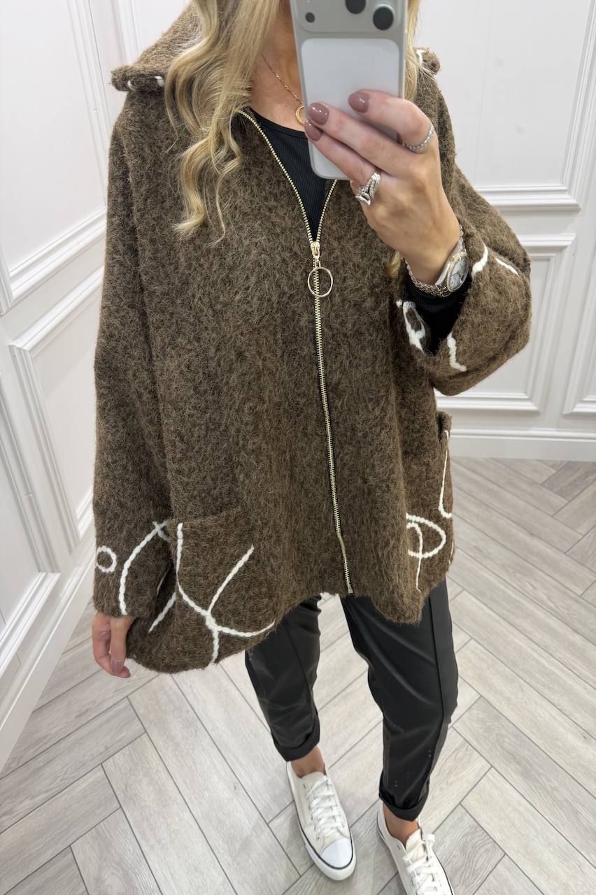 Gilmore Brown Pattern Zip Jacket