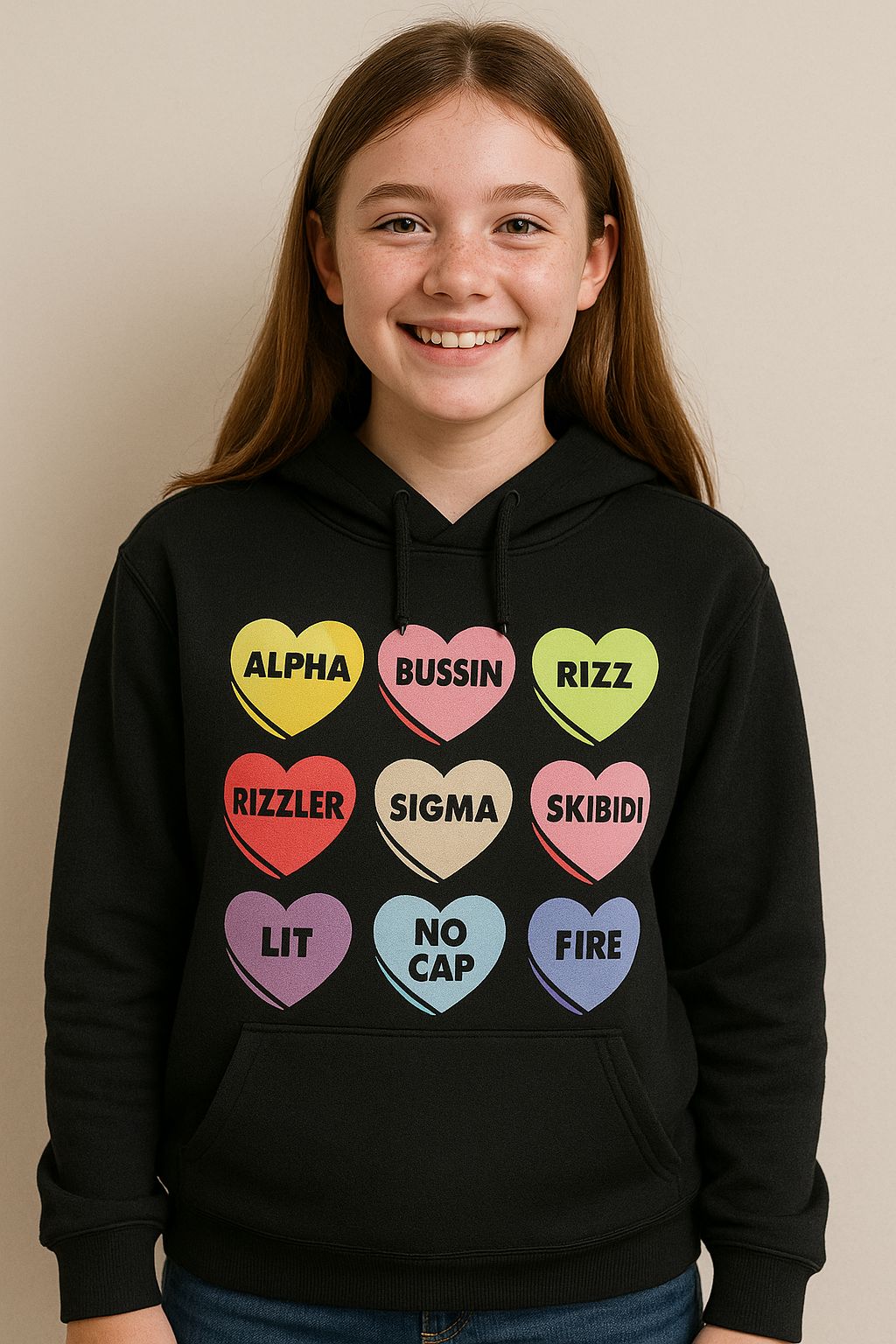 Children's Black Love Hearts Hoodie